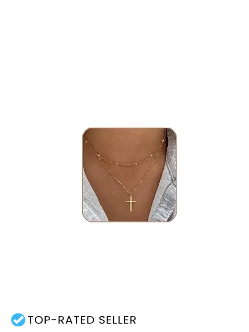 Layered Cross Pendant Necklace for Women & Teen Girls, Tarnish Free,